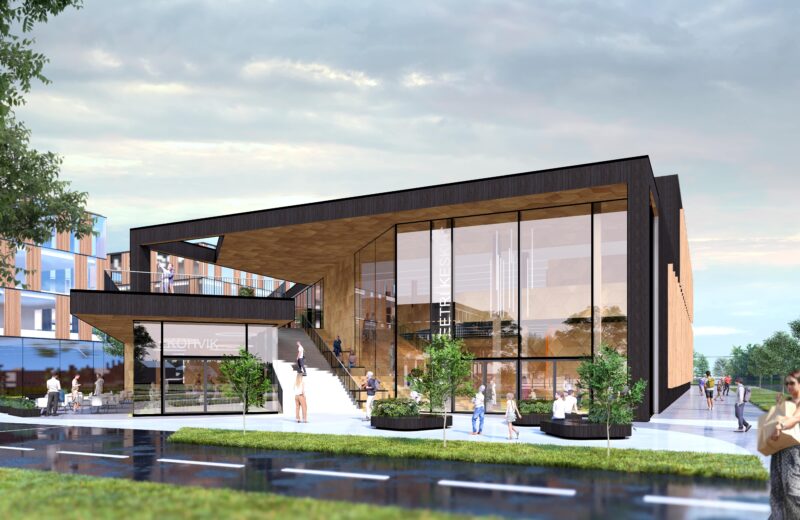 Arendusalale planeeritav elamustemaja kultuurisündmusteks ja huvihariduseks (sh raamatukogu). 3D visuaal: Everaus Kinnisvara