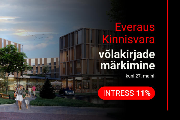 Eesti kõige mitmekesisema arendusportfelliga kinnisvaraarendaja Everaus Kinnisvara AS alustab kolmapäeval, 14. mail ettevõtte esimese võlakirjaemissiooni avalik